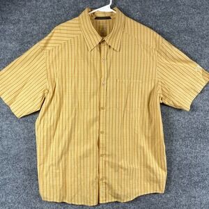 Mountain Hardwear Shirt Mens Extra Large XL Yellow Plaid Buton Down SHort Sleeve